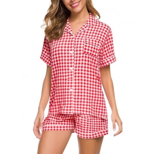 DondPO Plus Taille Pajama Sets Femmes Plus Taille Pyjama Coton Pyajama Shorts Sets pour femmes mignons femmes Automne Pyyamas Plus Ensembles de salon de taille pour les femmes Button Down Summer Pjs Set 2XL