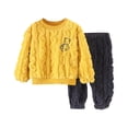 thumbnail image 2 of RXIRUCGD Children's Flannel Sleepwear Set Long Pants Thickened Home Clothes Set( Yellow, Size:4 Years ), 2 of 3