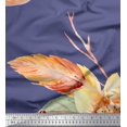 thumbnail image 1 of Soimoi Purple Poly Georgette Fabric Leaves & Peach Floral Print Fabric by Yard 52 Inch Wide, 1 of 3