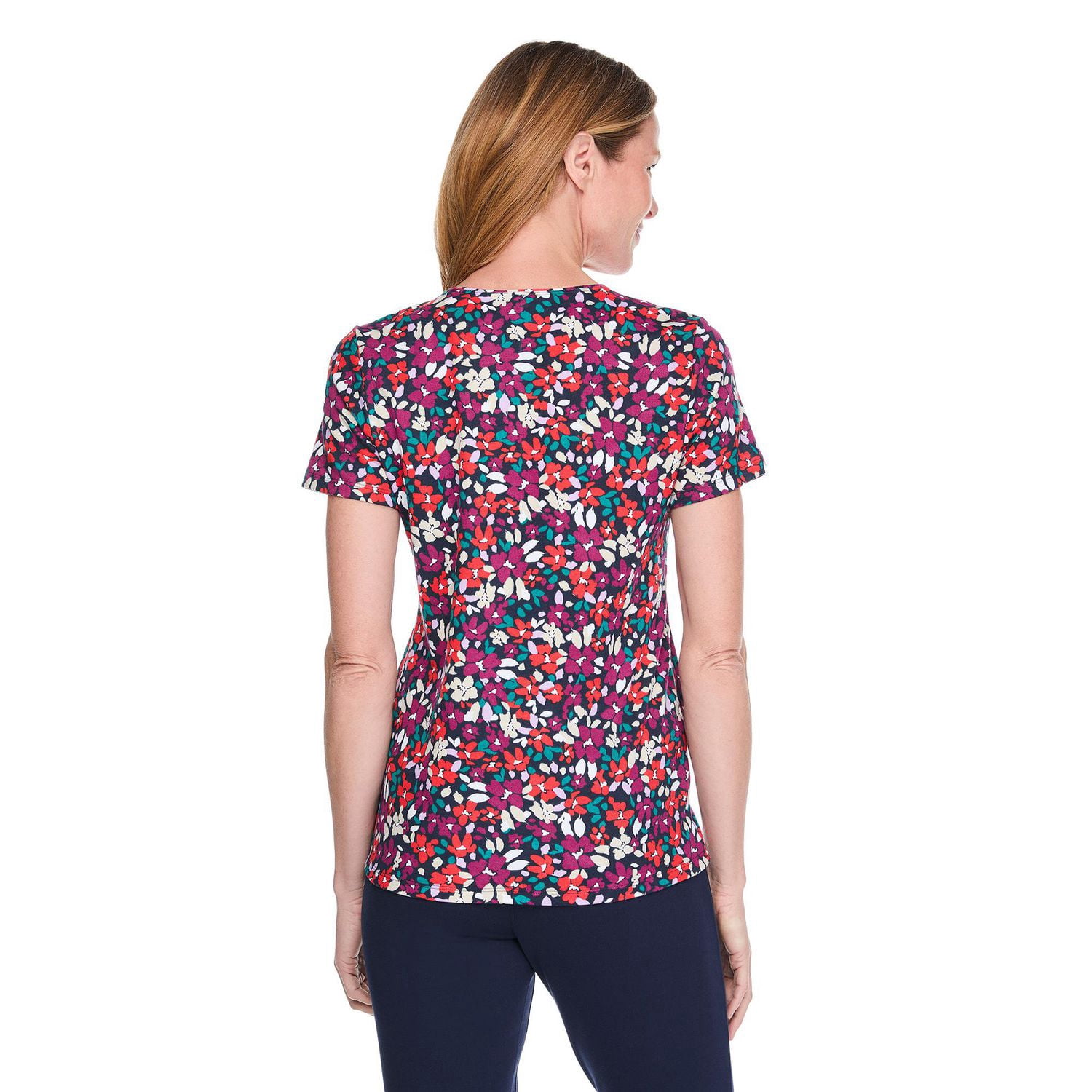 T-shirt imprimé à encolure dégagée Karen Scott pour femmes