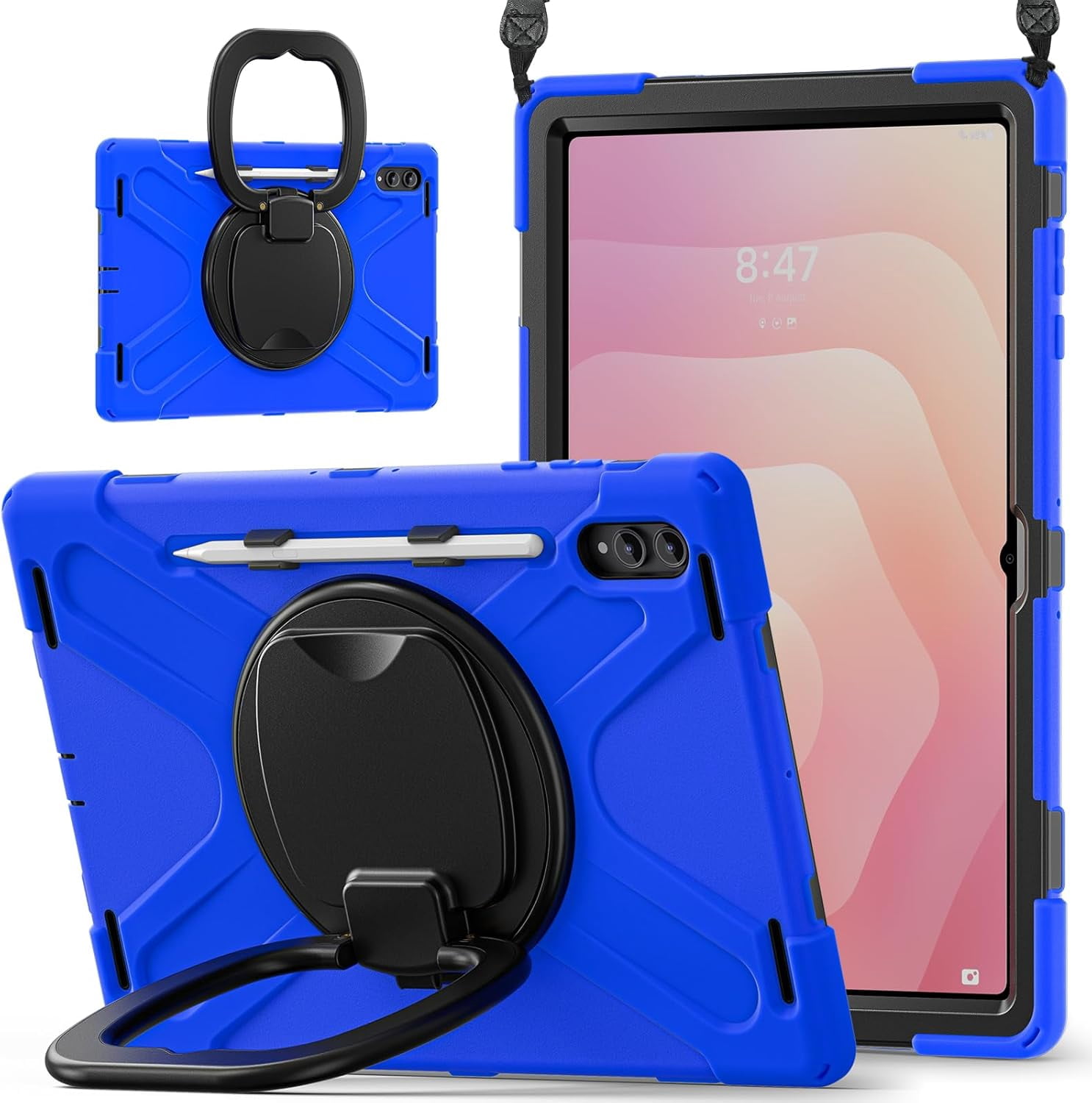 Samsung Galaxy Tab S11 Ultra2025 model protective case, 360 degree bracket, S pen holder (blue)