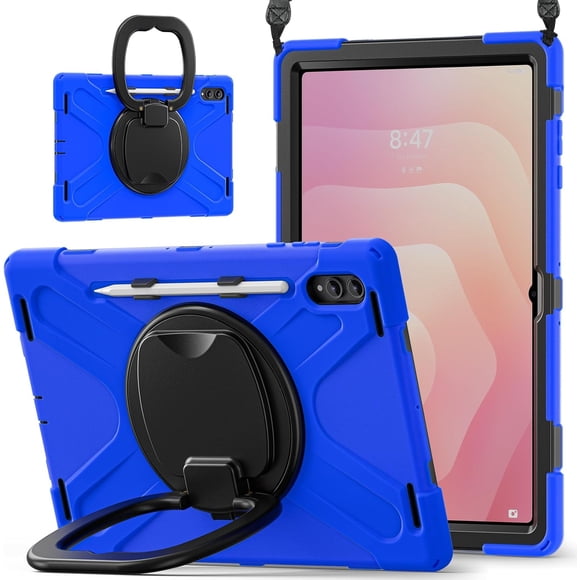 Samsung Galaxy Tab S11 Ultra2025 Modèle Étui de Protection, Support à 360 Degrés, Support pour Stylet S (Bleu)