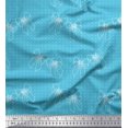 thumbnail image 1 of Soimoi Blue Poly Georgette Fabric Bow & Dots Printed Fabric 1 Yard 42 Inch Wide, 1 of 5