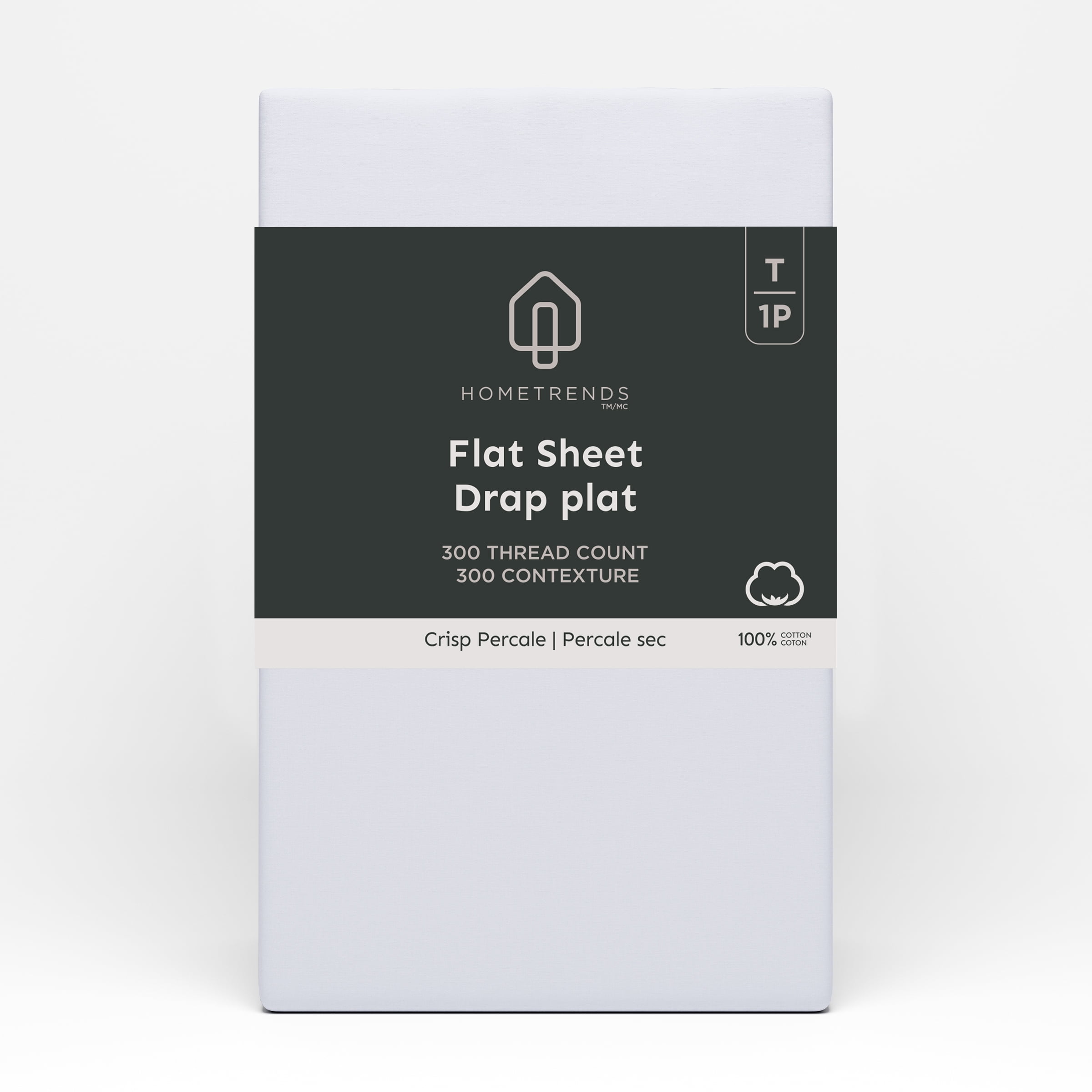 Drap plat en percale brossée 300 fils de Hometrends