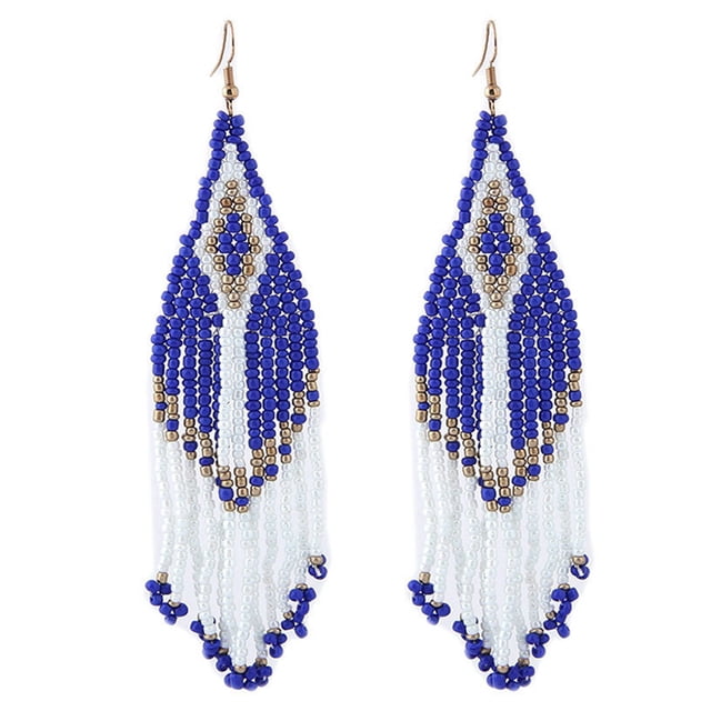 Drop Earrings Beaded Retro Creative Long Dangle Earrings Fringe Hoop Earrings