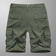 thumbnail image 5 of Penkiiy Men Casual Solid Zipper Button Pockets Elastic Waist Cropped Cargo Shorts M Army Green, 5 of 5