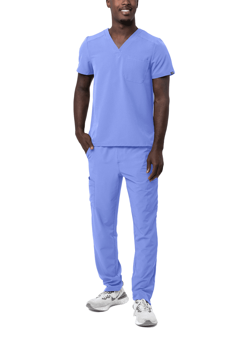 Adar Addition Ensemble de Sarrau Go-Basic pour Hommes - Haut de Sarrau Classique à Col en V et Pantalon de Sarrau Cargo