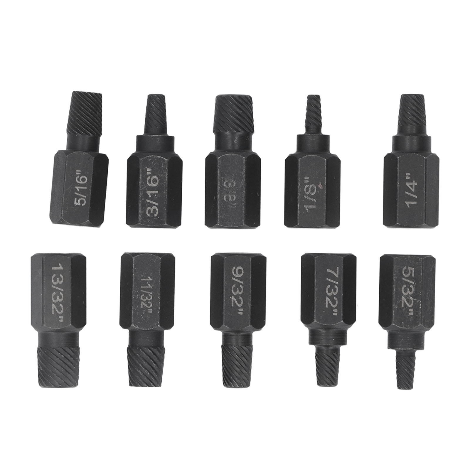 Ensemble d'Extracteurs de Vis Cassées Extracteur de Vis Endommagées Kit d'Extraction de Vis Cassées Outil de Retrait de Vis Cassées 10 Pcs Ensemble d'Extracteurs de Vis Cassées 1/4 7/32 3/16 5/32 1/8