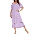 thumbnail image 2 of Timegard Longues Robes de Nuit pour Femmes Manches Courtes Col Rond Vêtements de Nuit Décontractés Amples Confortables Robe de Maison, 2 of 4