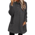 thumbnail image 1 of LUXUR Women Fuzzy Fleece T Shirt Loose Work Tops Black Gray S, 1 of 2