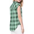 thumbnail image 4 of INSPIRE CHIC Chemise à Carreaux pour Femme à Col Pointu, Manches Courtes à Revers, Boutonnée, Verte, m, 4 of 6