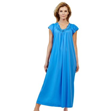 Velrose Lingerie Shadowline Rosebud Long Cap Sleeve Nightgown 32222/32222X