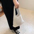 thumbnail image 4 of Cotton Thread Handbags Straw Woven Hollow Net Shopping Beach Vacation Purses, 4 of 7