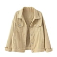 thumbnail image 1 of Pompotops Women Spring And Warm Solid Long Sleeve Denim Jacket Outerwear Clearance, 1 of 5