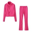 thumbnail image 1 of IROINNID Tracksuit For Women 2 Pieces Set Deals Color Standing Collar Lapel Sports Sweater Set Sport Outfits Set,Pink, 1 of 6