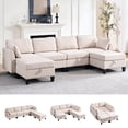 thumbnail image 2 of Puremind Canapé Sectionnel Modulaire 6 Pcs avec Ottoman Mobile, Canapé Sectionnel en Forme de U/L avec Rangement, Canapé-Lit Convertible pour Salon/appartement, Beige, 2 of 6