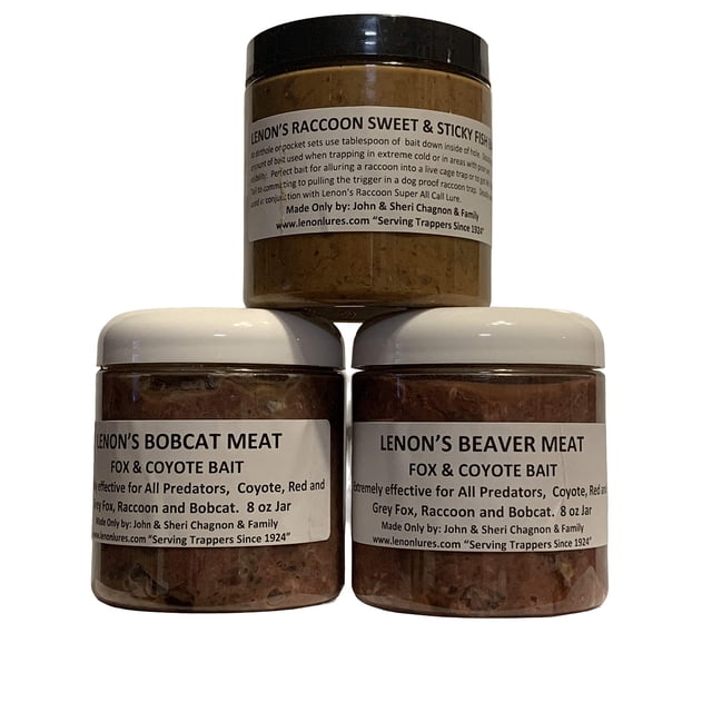 Trappeurs Lot de 3 Appâts de Capture pour Coyote, Lynx, Renard et Raton Laveur Pots de 8 oz