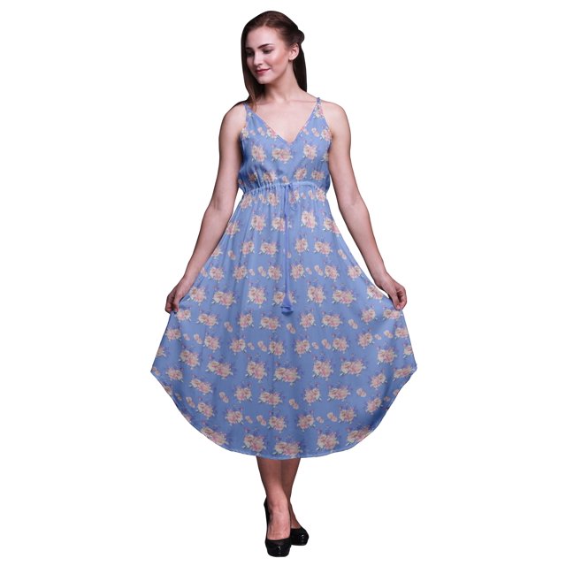 Bimba Robe à Imprimé Floral pour Femme, Bretelles Spaghetti, Col en V, Midi, Tenue de Plage - Xxx-Grand