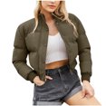 thumbnail image 1 of XZNGL Woman Short Long Sleeve Stand Collar Warm Casual Bread Down Jacket, 1 of 8