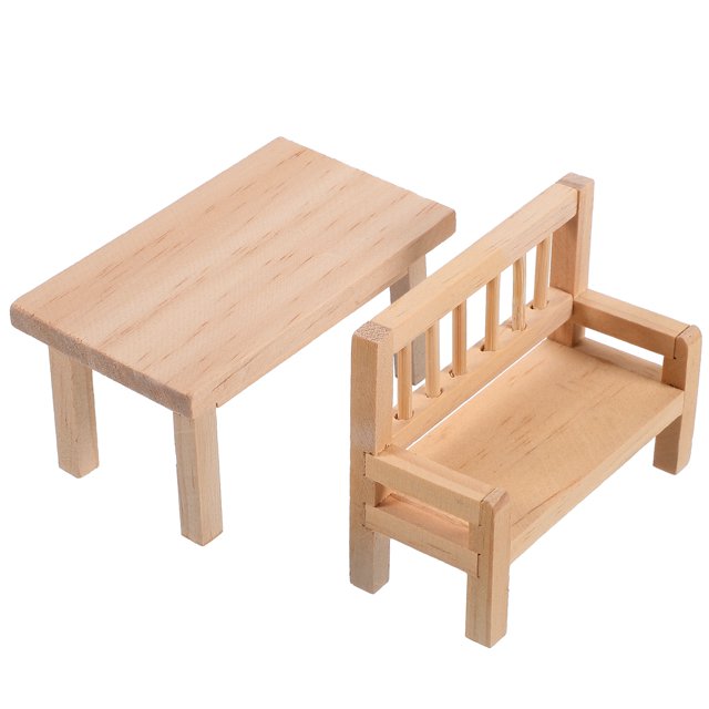 Shisuyan 1 Ensemble de Meubles Miniatures Table et Chaise Modèle pour Meubles de Maison de Poupée et Aménagement. Comprend une Table en Bois Mesurant 8.00x5.00x4.30cm et une Chaise en Bois Mesurant 8.00x6.30x3.50cm. Compact et Léger, Parfait pour la Salle à Manger de Maison de Poupée, le Salon Ou la Déco de Cour.