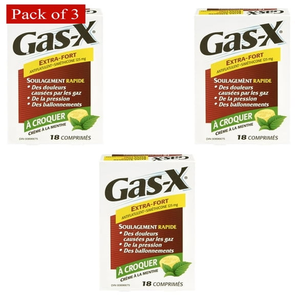 Gas-X Extra Strength Chewable Tablet, Peppermint Crème (Pack of 3)