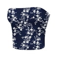 thumbnail image 4 of Tube Top for Women, Sleeveless Strapless Solid Color Polyester Top with Elastic Band, Regular Length, Blue L, 4 of 5