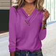 thumbnail image 2 of Timegard Womens Tops V-Neck Ruched Button Long Sleeve Solid Color Comfy Tee Dressy Casual Tunic Top, 2 of 4