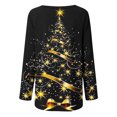 thumbnail image 4 of Pisexur Hauts de Noël pour Femmes Manches Longues Imprimé Vacances T-Shirt Mode Col Rond Chandail Décontracté Ample Automne Sortie, 4 of 5