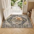 thumbnail image 1 of Exenoray Washable Bohemian Rug, Non-Slip Low Pile Printed Carpet, Faux Cashmere Surface, Vintage Blue 5*7, 1 of 7