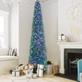 thumbnail image 1 of Gymax 8 FT Fiber Optic Artificial Christmas Tree Slim Pencil Xmas Tree w/ Colorful Lights & 889 Branch Tips, 1 of 10