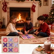 TOUMENY Tic Tac Toe Board Game, Educational Kids Travel Toy, Portable Wooden Strategy Game for Family Parties and Gifts