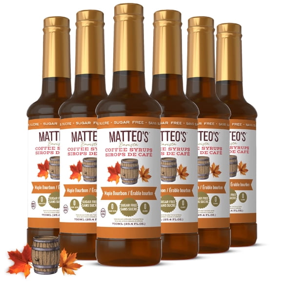 Matteo's Sirop Aromatisant pour Café Sans Sucre, 0 Calories, 0 Sucre, Compatible Céto - Érable Bourbon