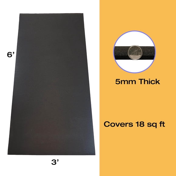 Rubber King 3'x6'x5mm Black Rubber Utility Mat