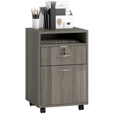HOMCOM Classeur Vertical avec Tiroir Verrouillable, Classeur, Gris