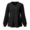 thumbnail image 5 of Mikilon Femme T-Shirt à Col en V Ajouré à Manches Longues Automne Blouse Unie Hauts, 5 of 5