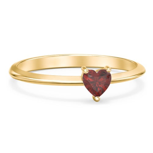 Heart Birthstone Ring - Garnet (January)