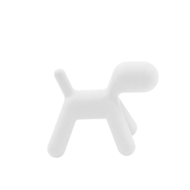 Chaise pour Enfants en Forme de Chiot Blanche en Plastique Léger et durable avec une silhouette de Chiot Minimaliste Comprenant des Jambes et une Queue Arrondies, Conçue pour les Chambres d'Enfants comme Siège accent Amusant et Convient à la Déco de Salle de Jeux.