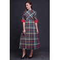 thumbnail image 4 of Bimba Check Button Down Dress Print Mandarin Collar Roll Up Sleeves Shirt Dress-X-Small, 4 of 5