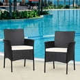 thumbnail image 3 of Patiojoy Outdoor 2 PCS Rattan Dining Chair Patio Cushioned Arm Chair w/Zipper Black, 3 of 9