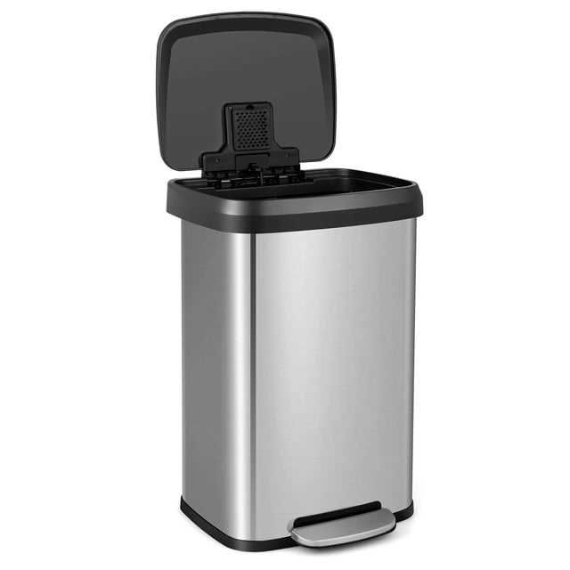 Costway 13.2 Gallon Step Trash Can Stainless Steel Airtight Garbage Bin for Home Kitchen Silver
