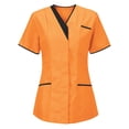 thumbnail image 1 of Hauts de Sarrau à Col en V pour Femmes, Coupe Ample, Uniforme de Travail, T-Shirt à Manches Courtes, Tunique de Sarrau d'Infirmière, Blouse avec Poches, 1 of 2