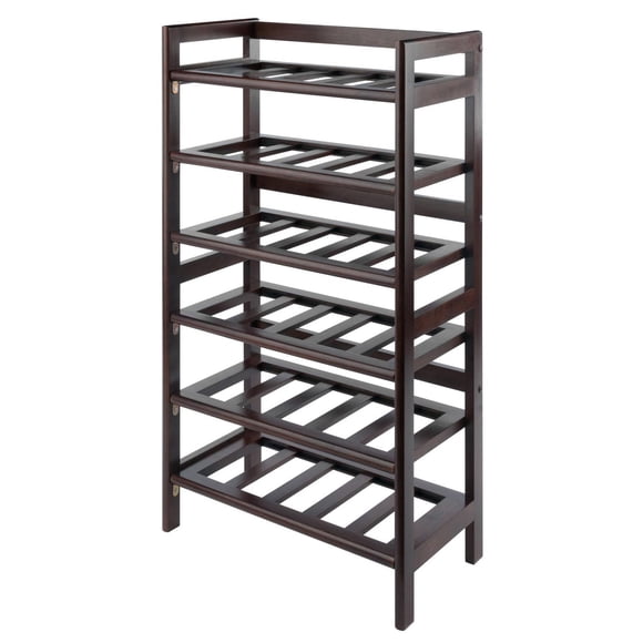 Winsome Silvi Wine Rack, 30-Bottle, - 6-Tier Walnut finish