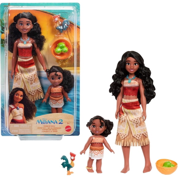 Disney Moana 2 Moana & Simea Sister Set with 2 Fashion Dolls & 3 Accessories, Inspired by the Movie