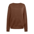 thumbnail image 4 of Mrat Chandail Sans Capuche pour Femme Uni Ample à Col Rond à Manches Longues Chandail Sans Capuche Hauts Chandails à Capuchon Chandail Uni Veste Ample Blouse à Poche Chandail Brun P, 4 of 4