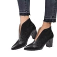 thumbnail image 3 of Kcodviy Autumn Women Boots Chunky Casual Boots for Women Booties Heel Mid Heel Print Boots for Women Booties Wide Width Solid Color Pointed Toe Chunky Boots for Women Booties Comfortable Slip on, 3 of 6