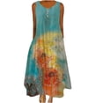 thumbnail image 2 of LOVZFMLL Dresses Women Casual Draw Back Printed Sleeveless Ruffle Lace-up Cold Shoulder Dress, 2 of 5