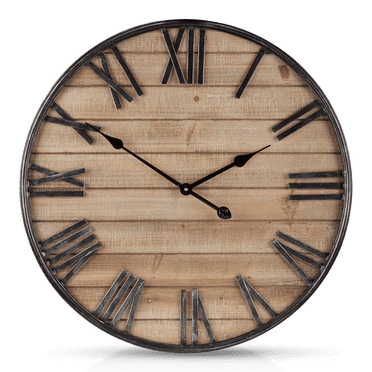 Bouclair Horloge Murale en Bois Naturel 25,25 X 25,5 Po (64,14 X 64,77 cm)