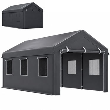 Outsunny 10' x 20' Carport, Heavy Duty Car Port with 6 Window and Door