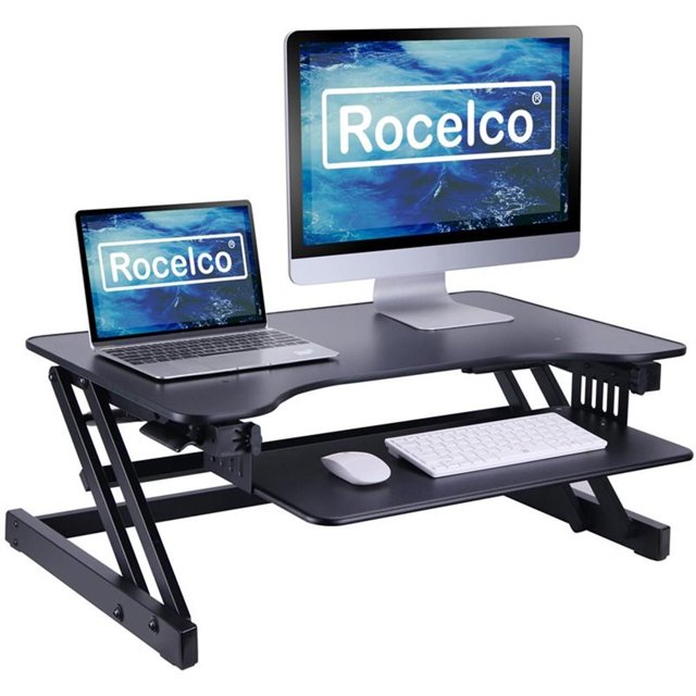 Pemberly Row Bureau Debout Convertible à Hauteur Réglable de 32 Pouces en Noir