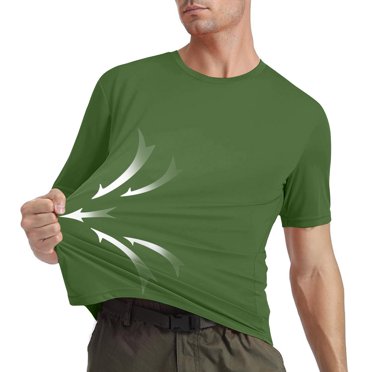 AherBiu Mens Tee Shirts Crewneck Stretch Quick Drying Outdoor Lightweight Performance T-Shirts